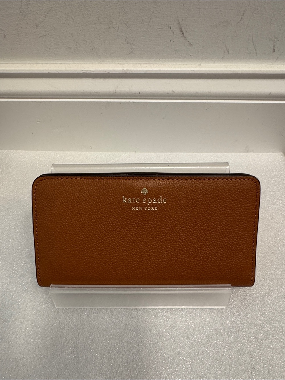 Kate spade chestnut brown pebbled leather snap wallet